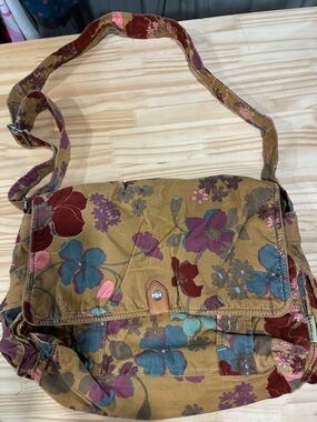 Bohemian floral corduroy satchel/crossbody.